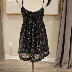 HOLD Sourpuss Black and White Skull Mini Dress S